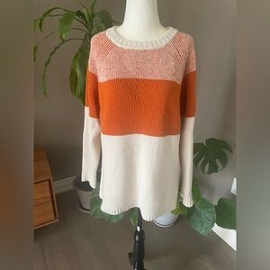 Kari Traa Orange and White Women's Wool Sweater